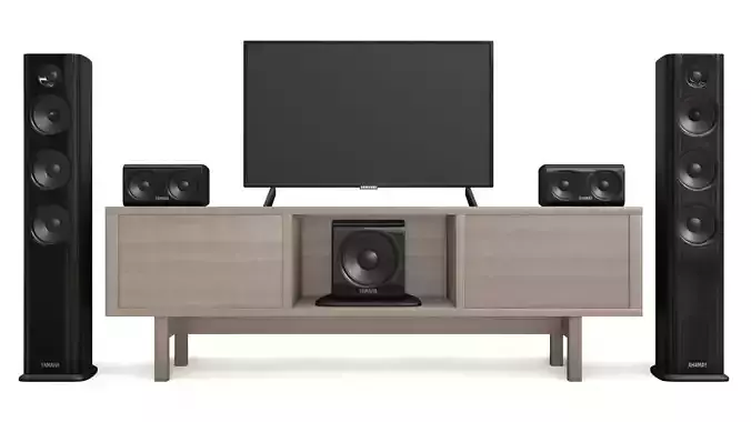 Tv and acoustic system 3d sound and cabinet for interior