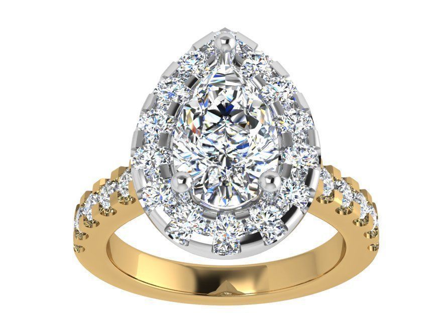 Pear Halo Ring 4175 3D print model_2
