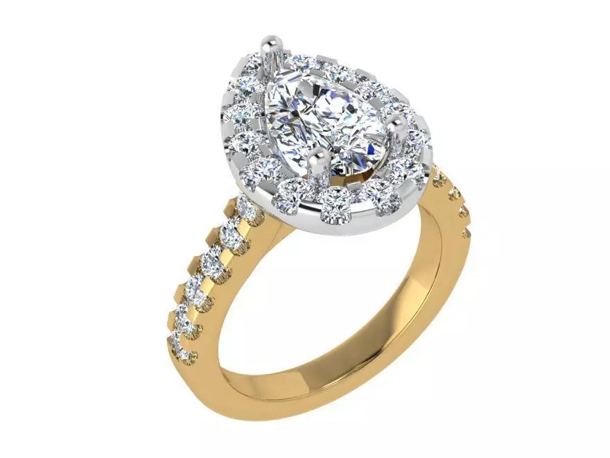 Pear Halo Ring 4175 3D print model_0