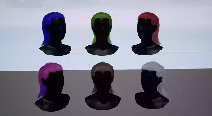 Real time slick back long hairstyle Low-poly 3D model