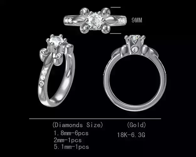 Fancy design diamond engagement ring for women 3D model