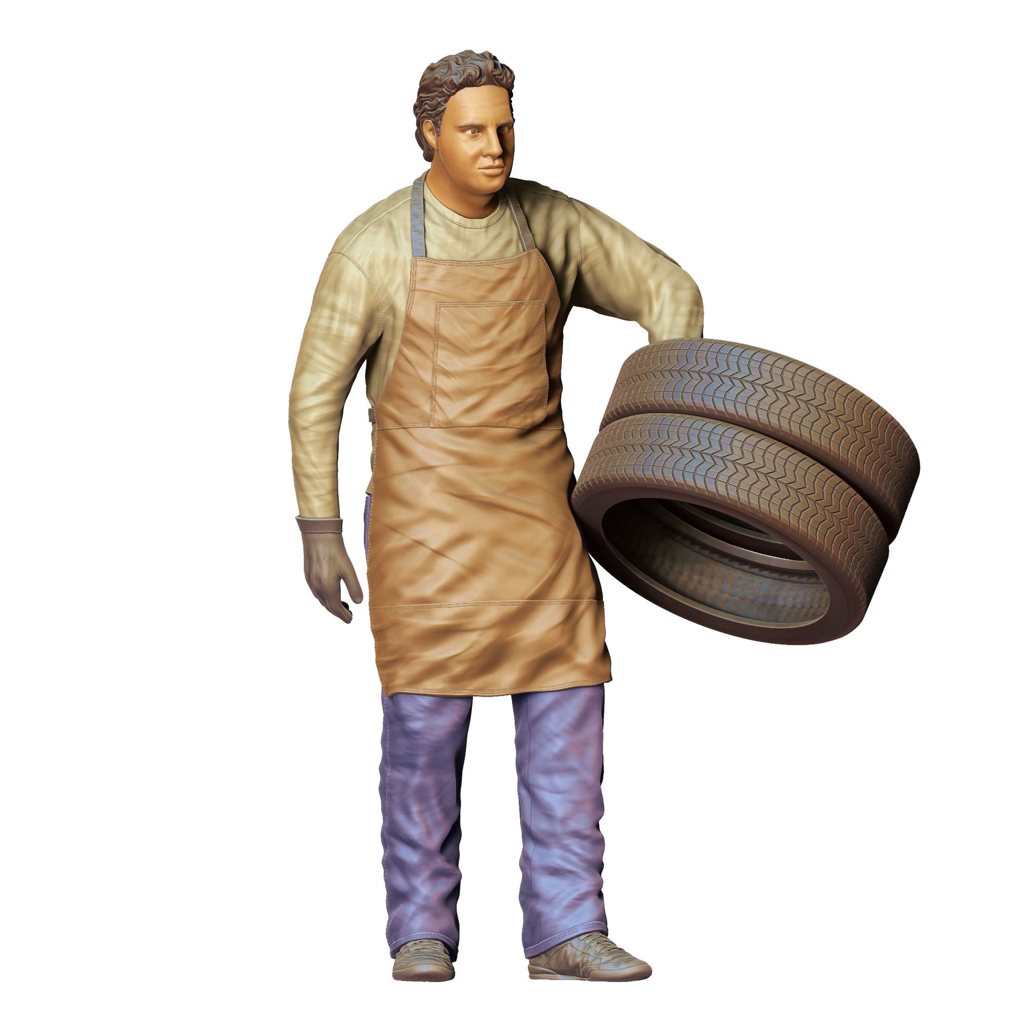 N14 Mechanic fixing and changing the tires 3D print model_2