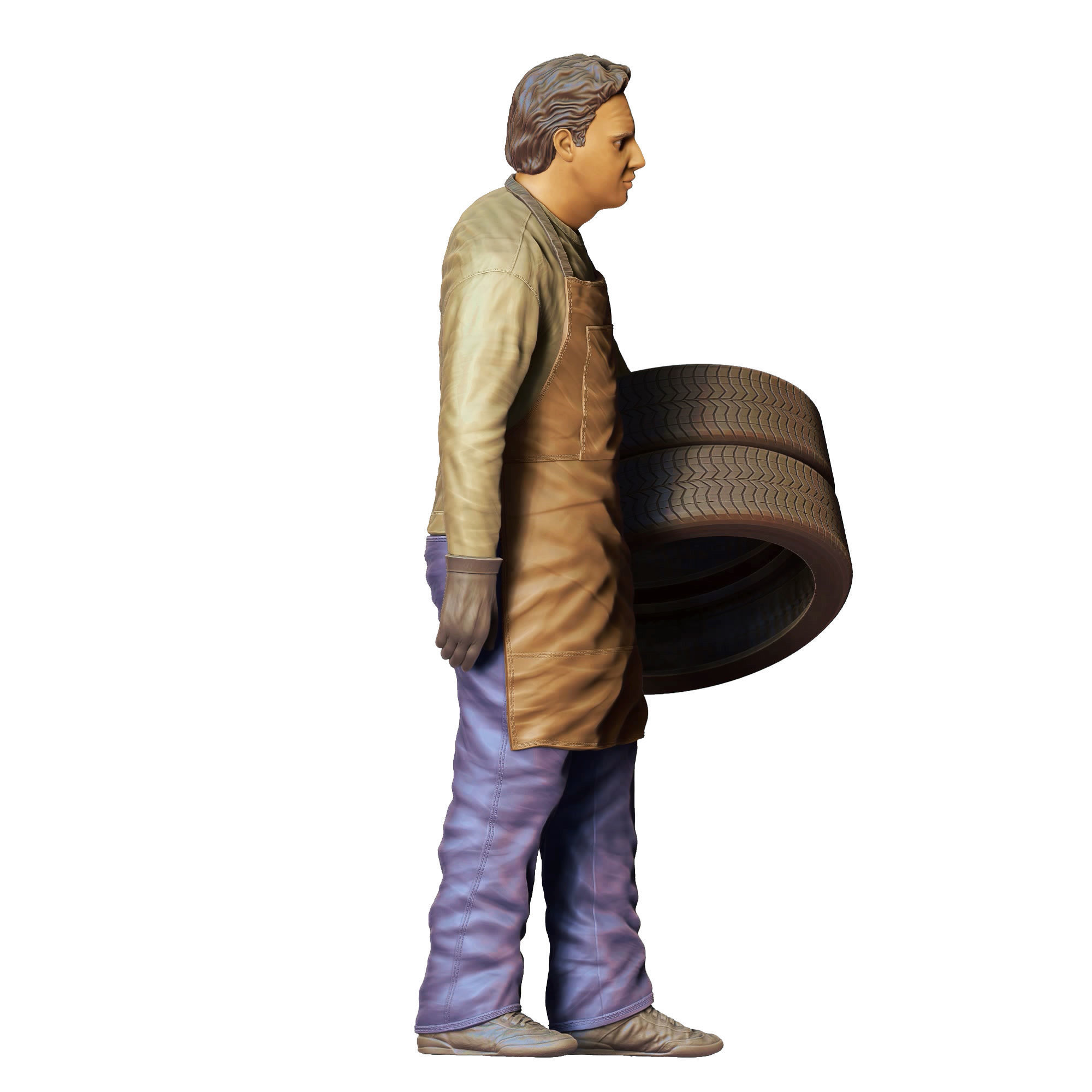 N14 Mechanic fixing and changing the tires 3D print model_7