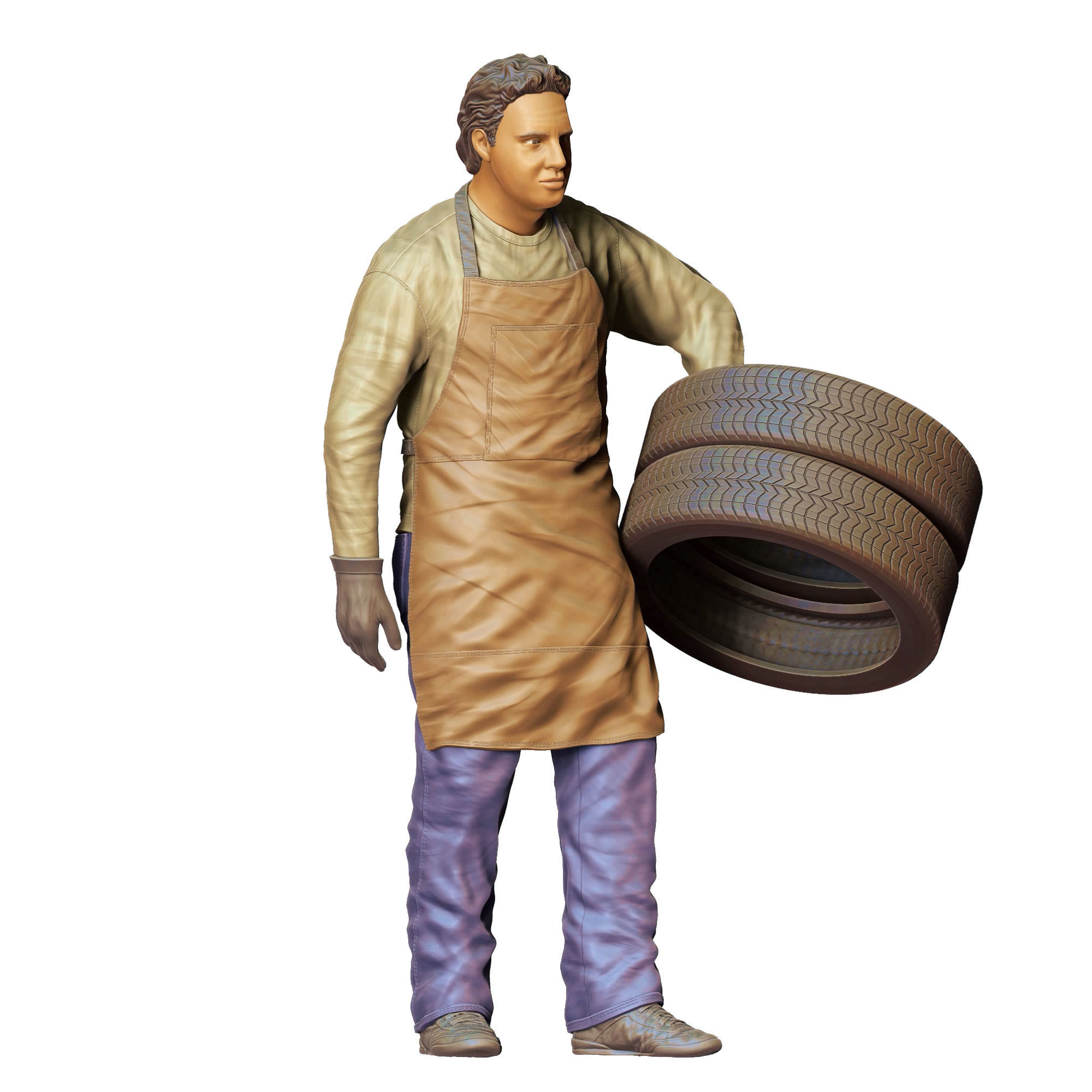 N14 Mechanic fixing and changing the tires 3D print model_3