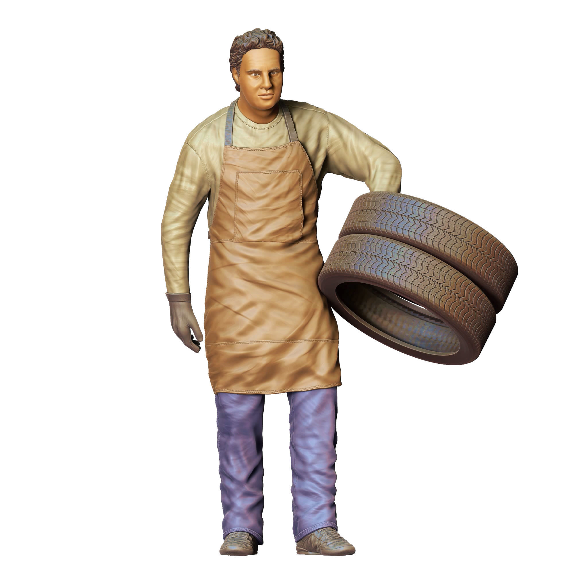 N14 Mechanic fixing and changing the tires 3D print model_1