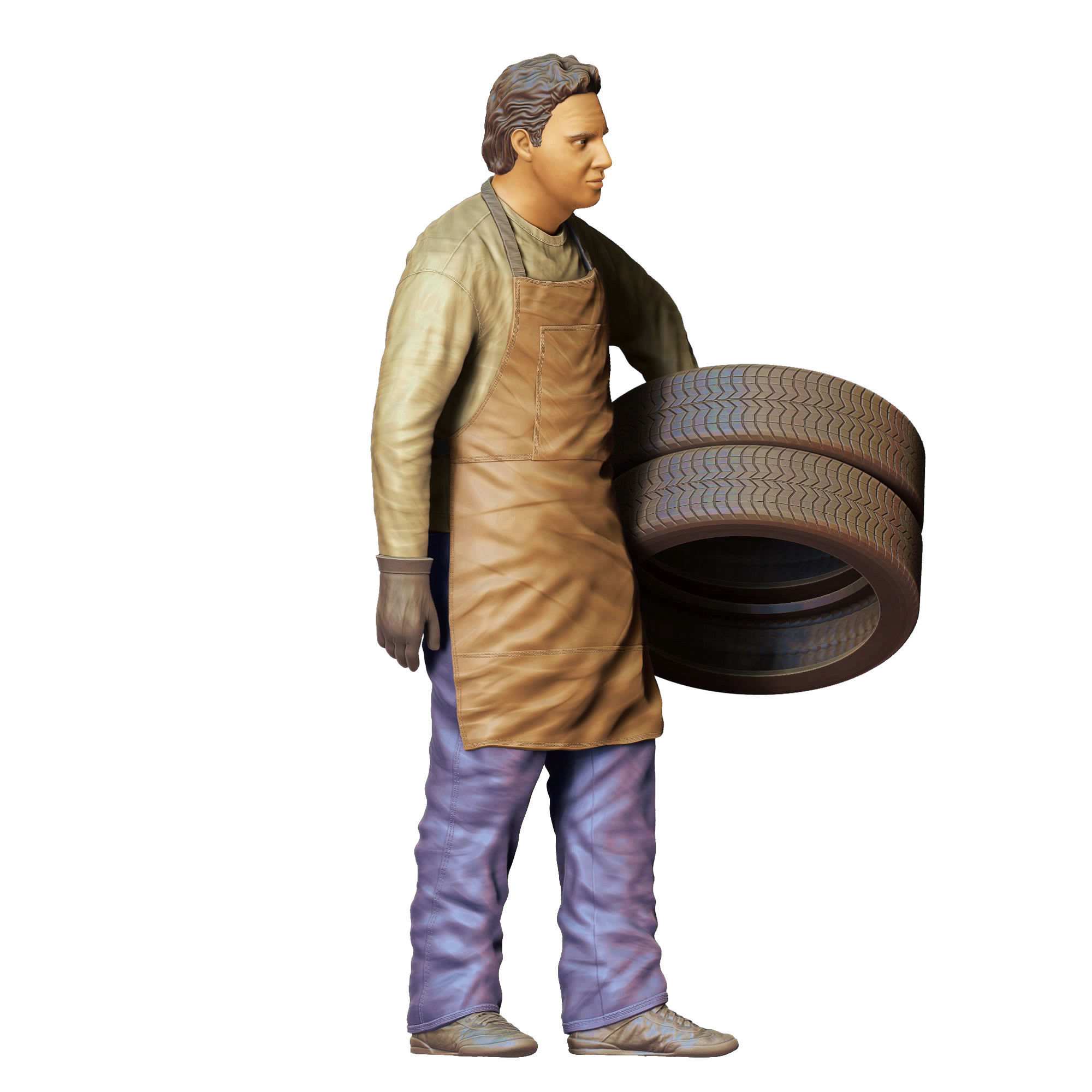 N14 Mechanic fixing and changing the tires 3D print model_5