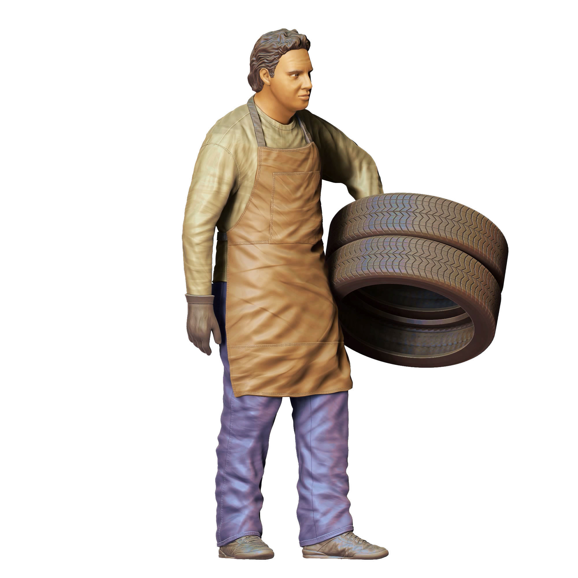 N14 Mechanic fixing and changing the tires 3D print model_4