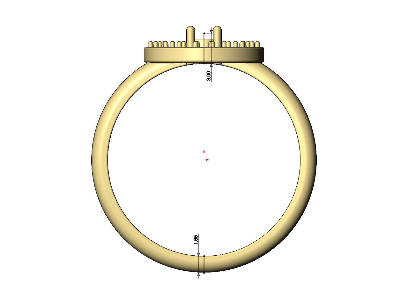 Halo double bypass 3mm diamond cluster ring 3D print model_7