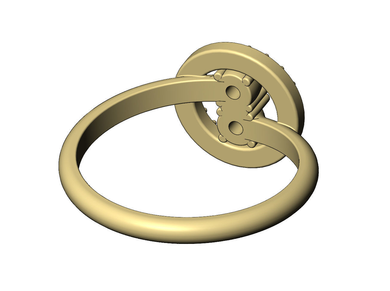 Halo double bypass 3mm diamond cluster ring 3D print model_10