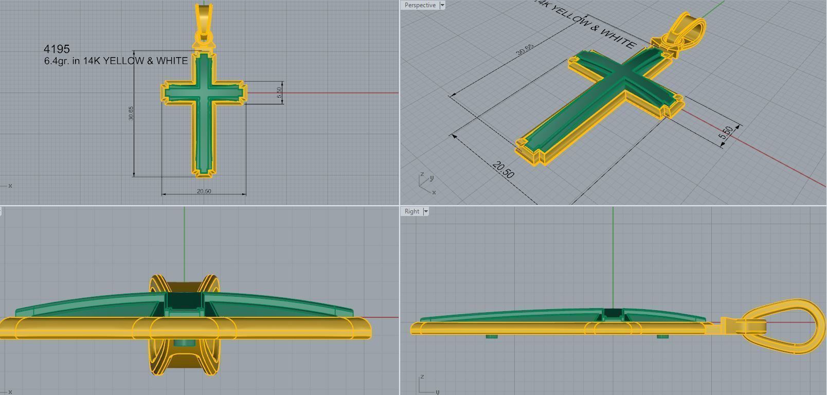 Cross Pendant 4195 3D print model_4