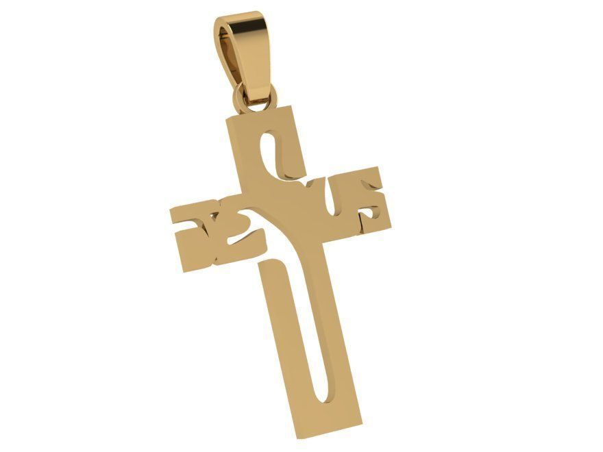 Textured Cross Pendant 4198 3D print model_1