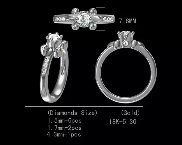 Fancy design diamond engagement ring for women 3D model