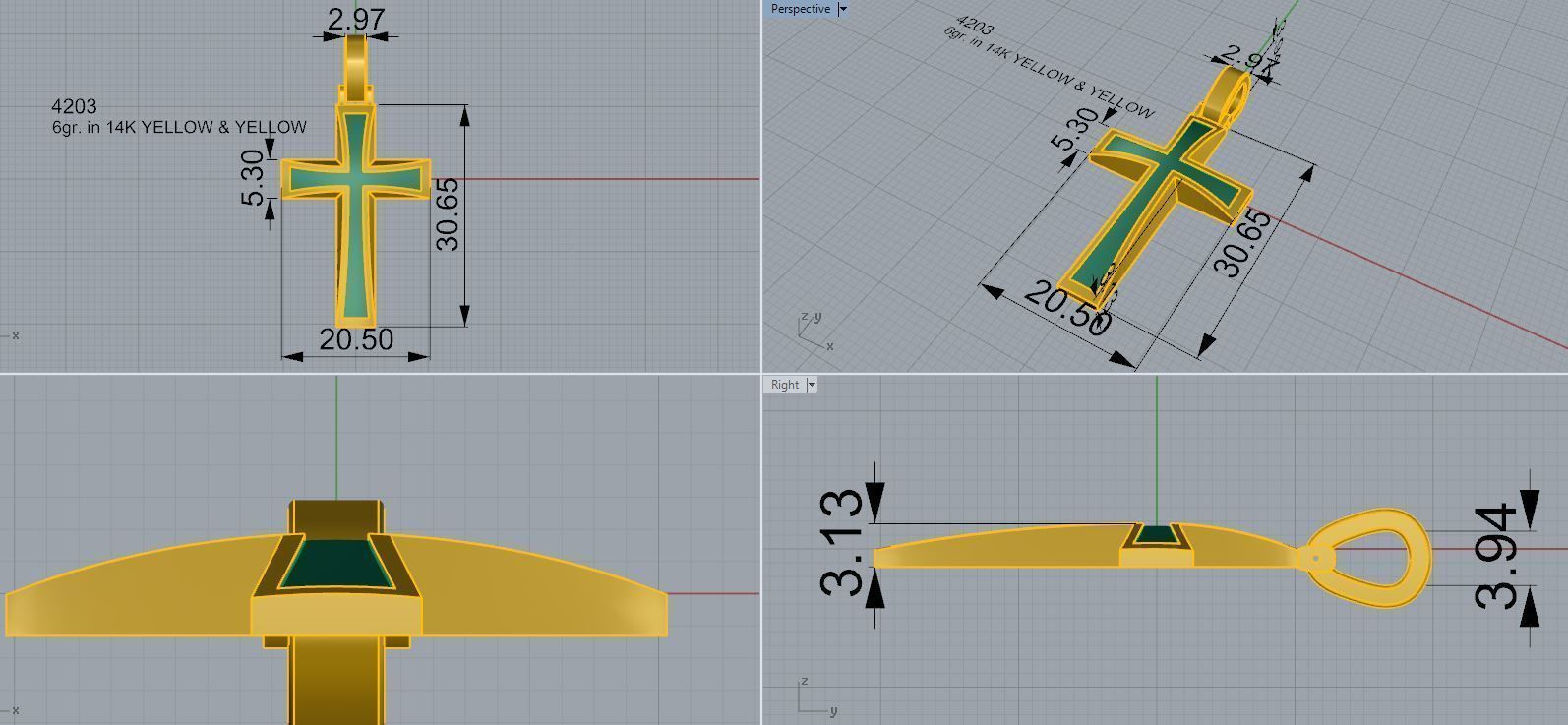 Cross Pendant 4203 3D print model_4
