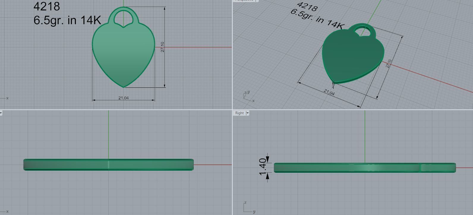 Heart Pendant 4218 3D print model_5