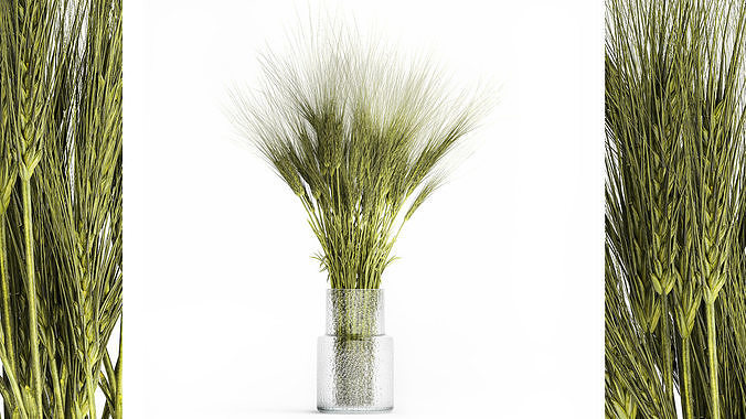Bouquet of wildflowers from green ears of wheat 397 3D model