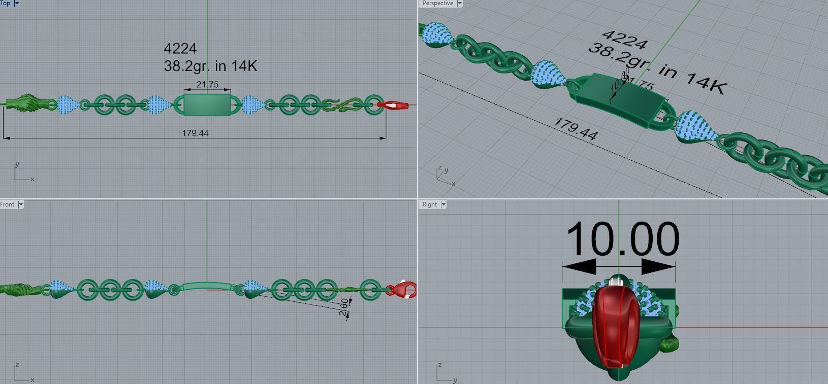 Chain Bracelet 4224 3D print model_4