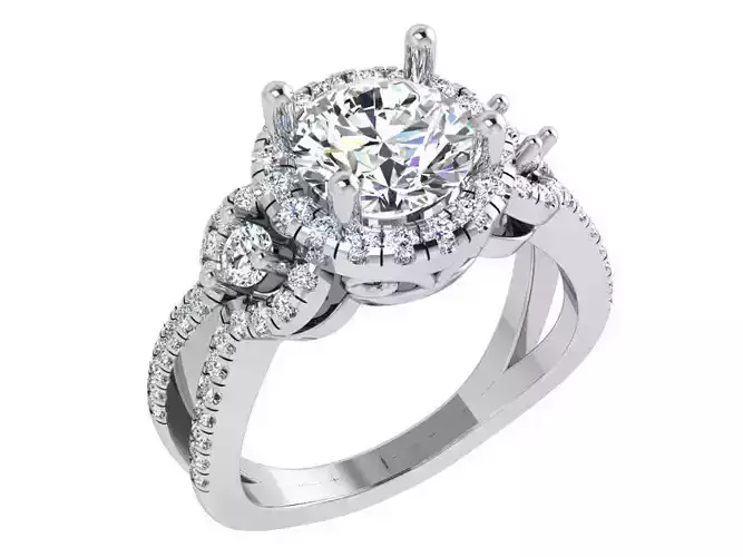 Round Halo Split Shank Ring 4227