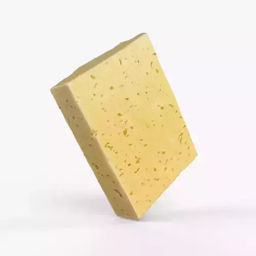 Photorealistic 3D scan of cheese slice Low-poly 3D model