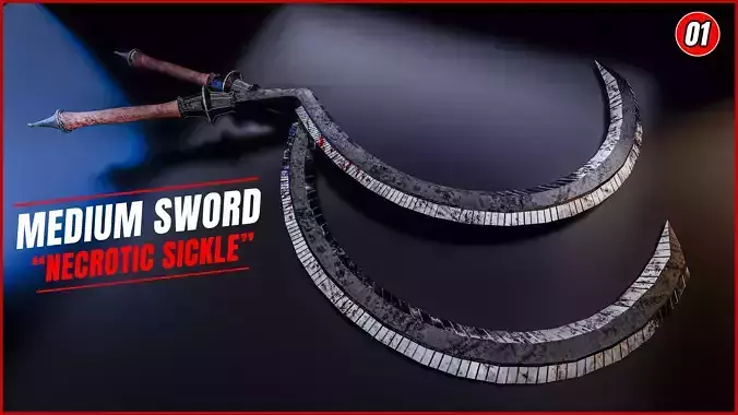 SWORD LOW POLY  NECROTIC SICKLE Low-poly 3D model
