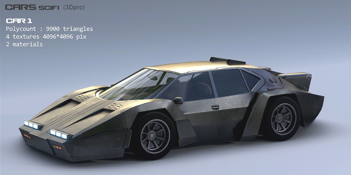 3Dpro CAR scifi 1 Low-poly 3D model_2