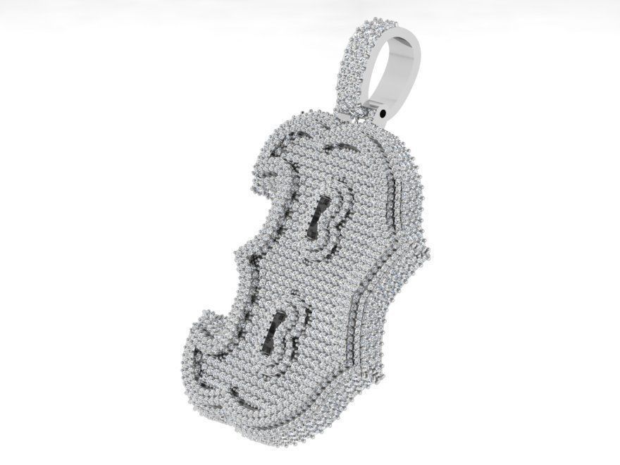 B Letter Pendant 4233 3D print model_3