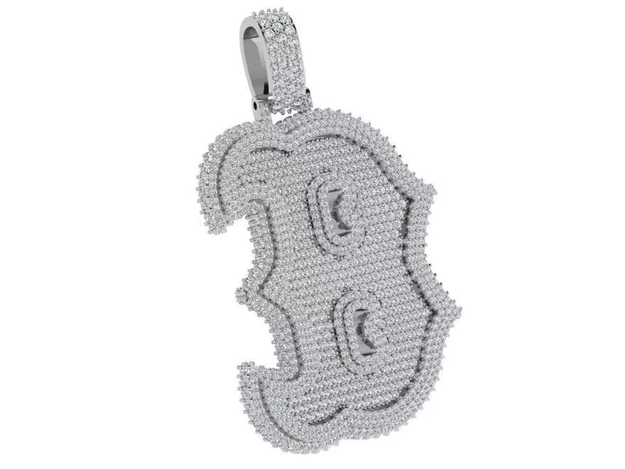 B Letter Pendant 4233 3D print model_0