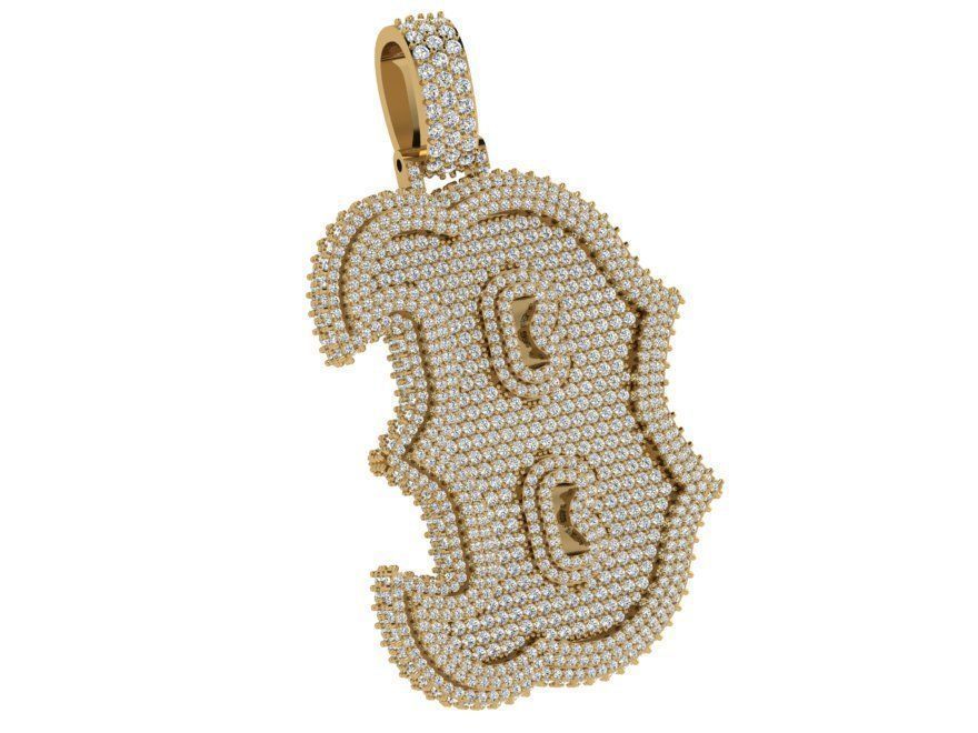 B Letter Pendant 4233 3D print model_1