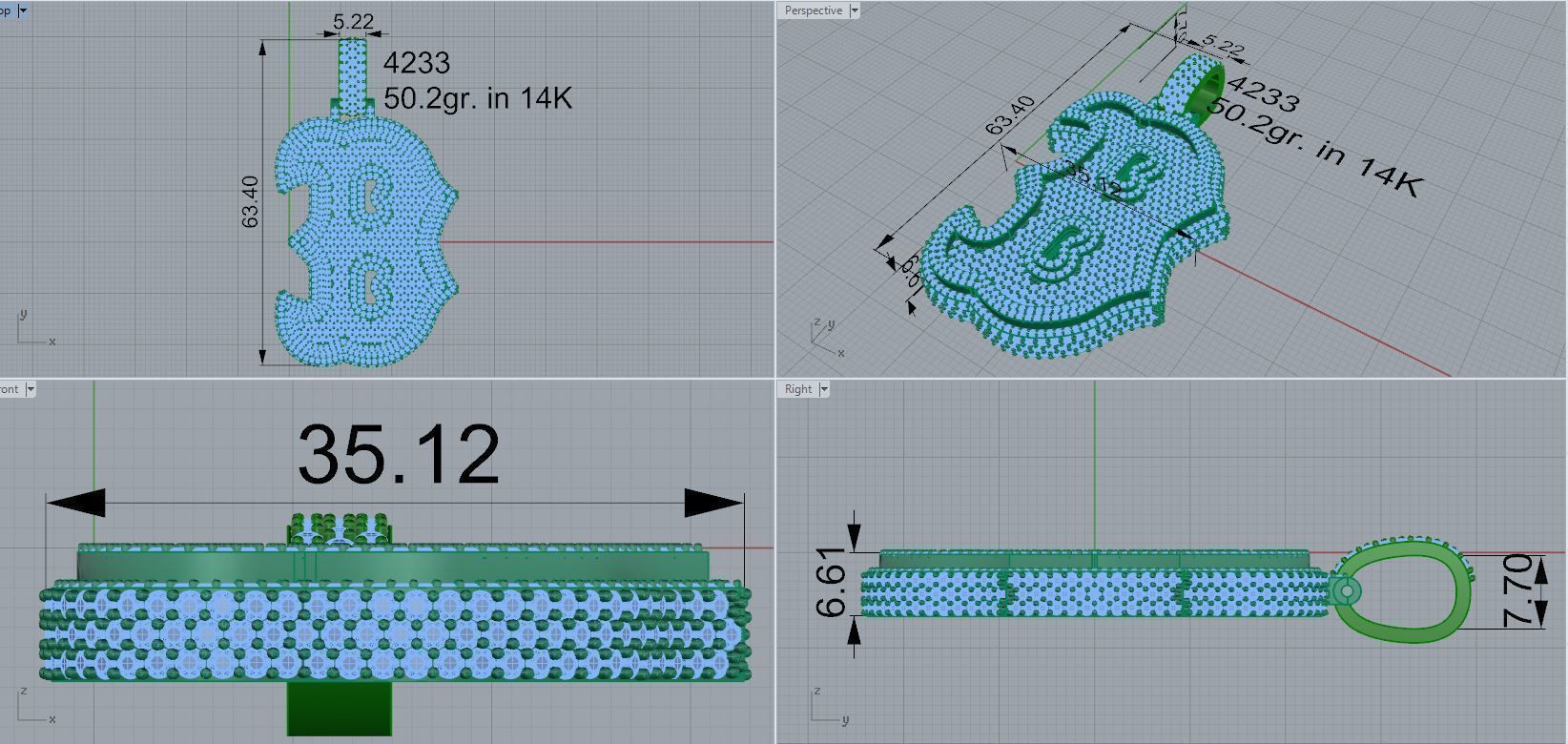 B Letter Pendant 4233 3D print model_5