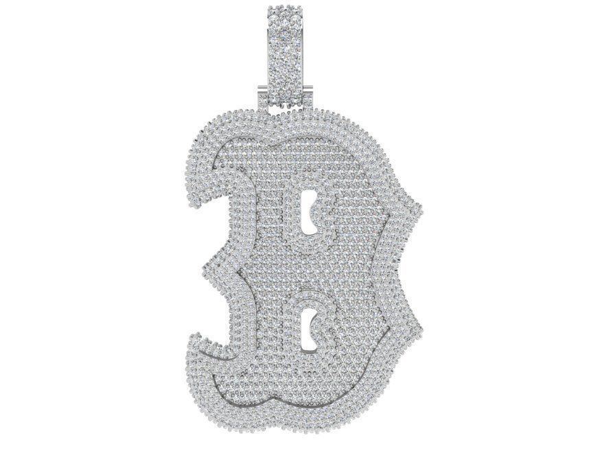 B Letter Pendant 4233 3D print model_2