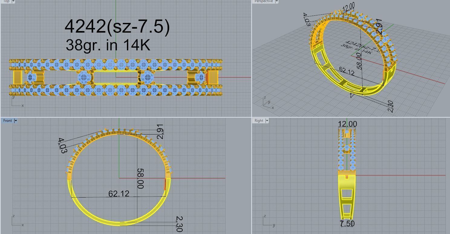 Diamond Bangle Bracelet 4242 3D print model_5