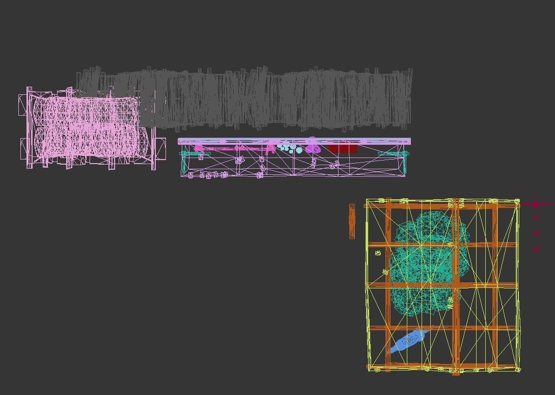 Farmyard Wooden structure house courtyard Low-poly 3D model_11