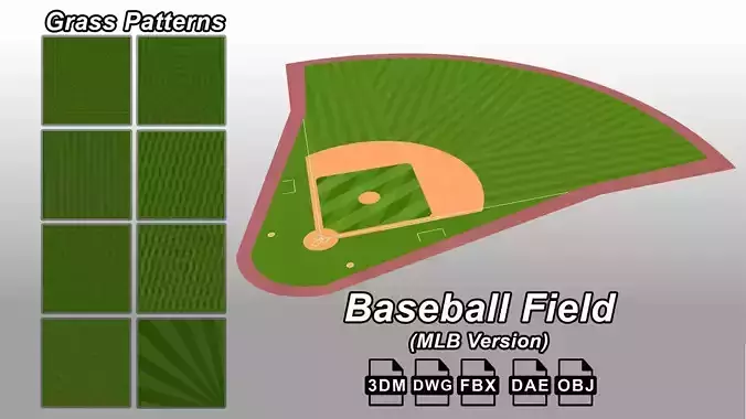 Baseball Field - MLB Version Low-poly 3D model Baseball Field - MLB Version Low-poly 3D model