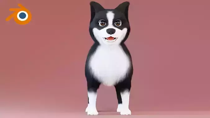 Cute 3D Dog Model - Boo - Cute 3D Dog Model with fur for blender