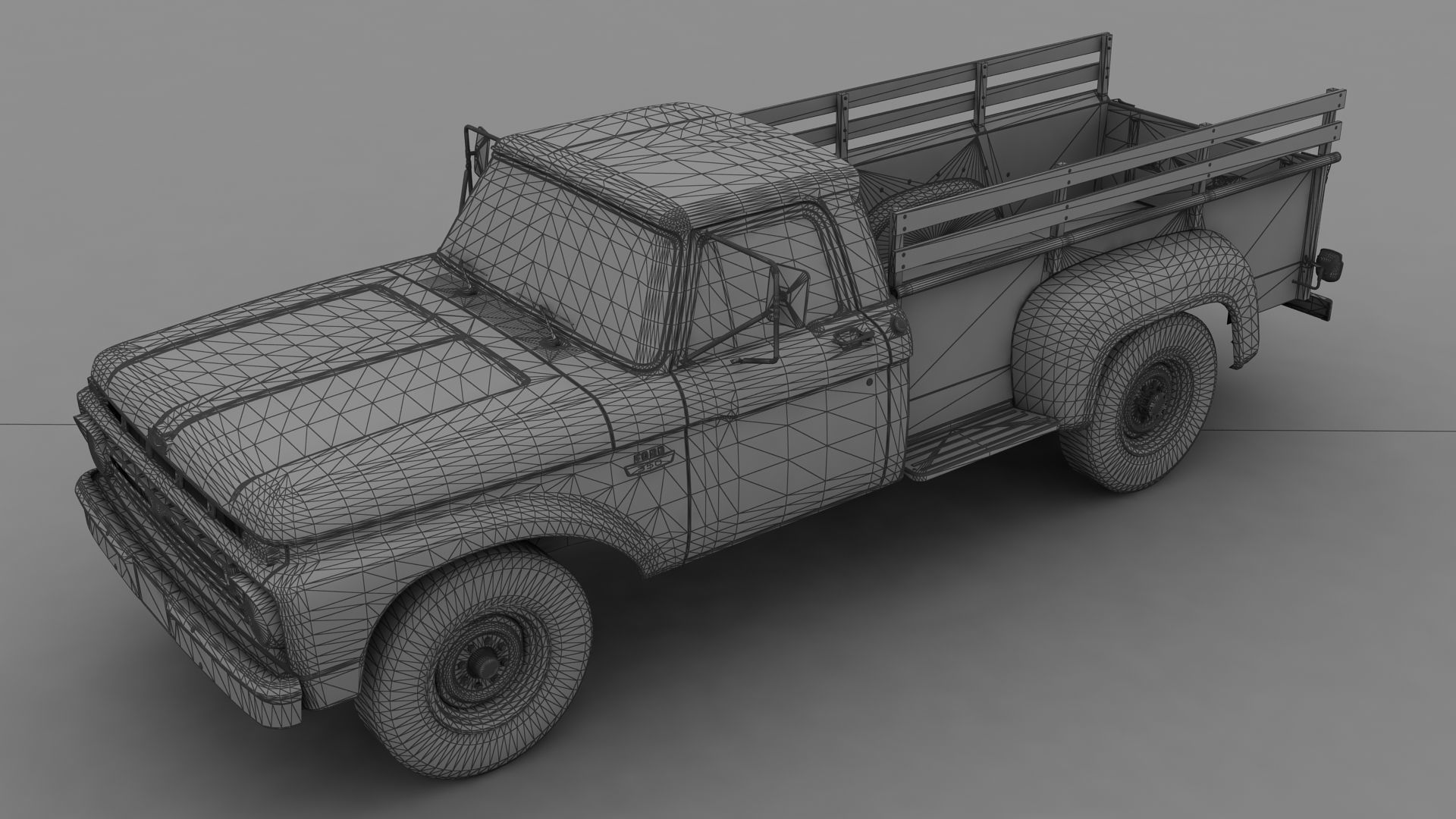 F-Series F-350 Flareside Pickup 1966 Low-poly 3D model_10
