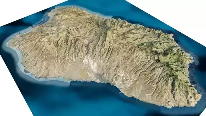 Santo Antao island 3d model terrain Low-poly 3D model