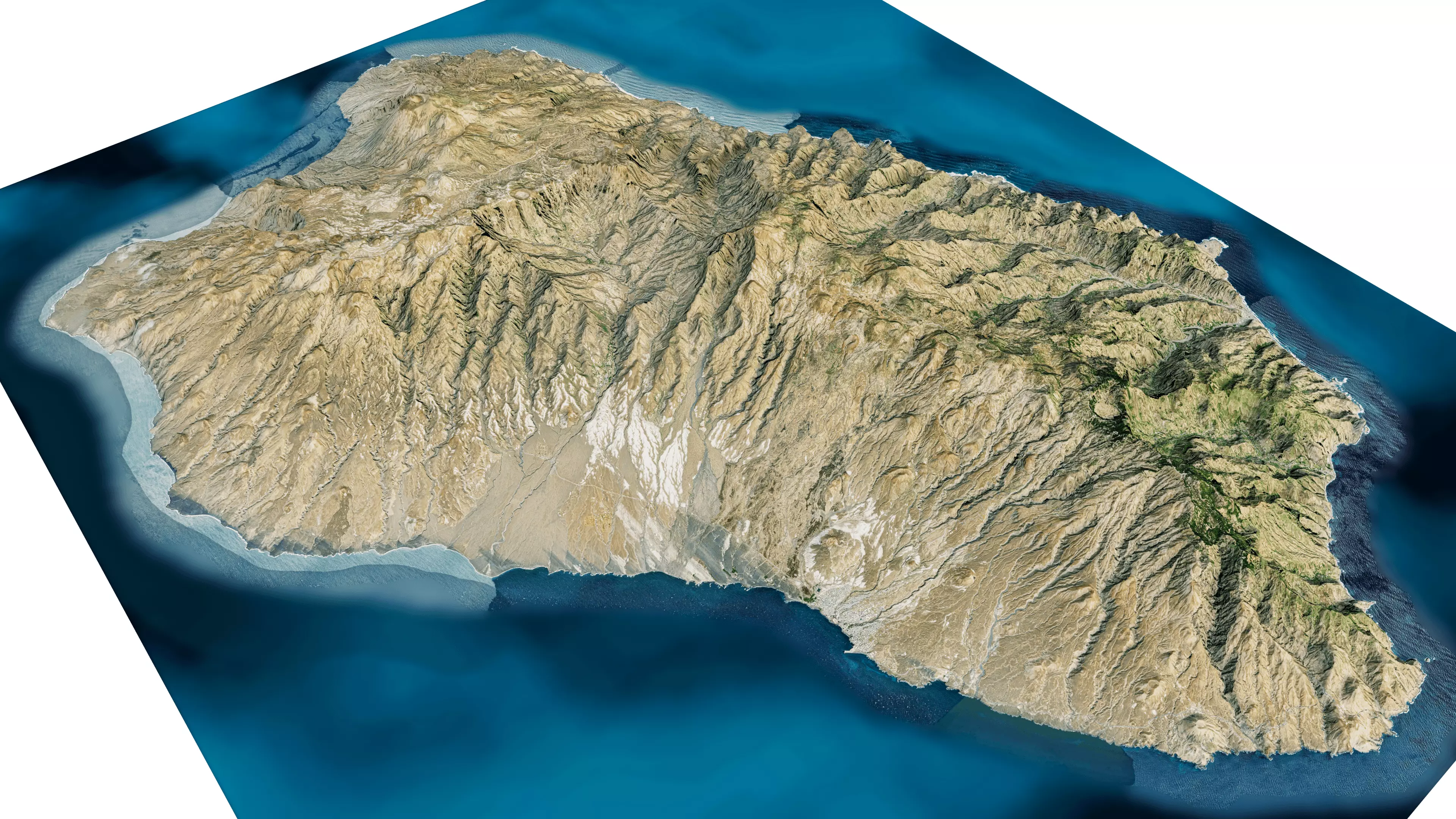 Santo Antao island 3d model terrain Low-poly 3D model_0