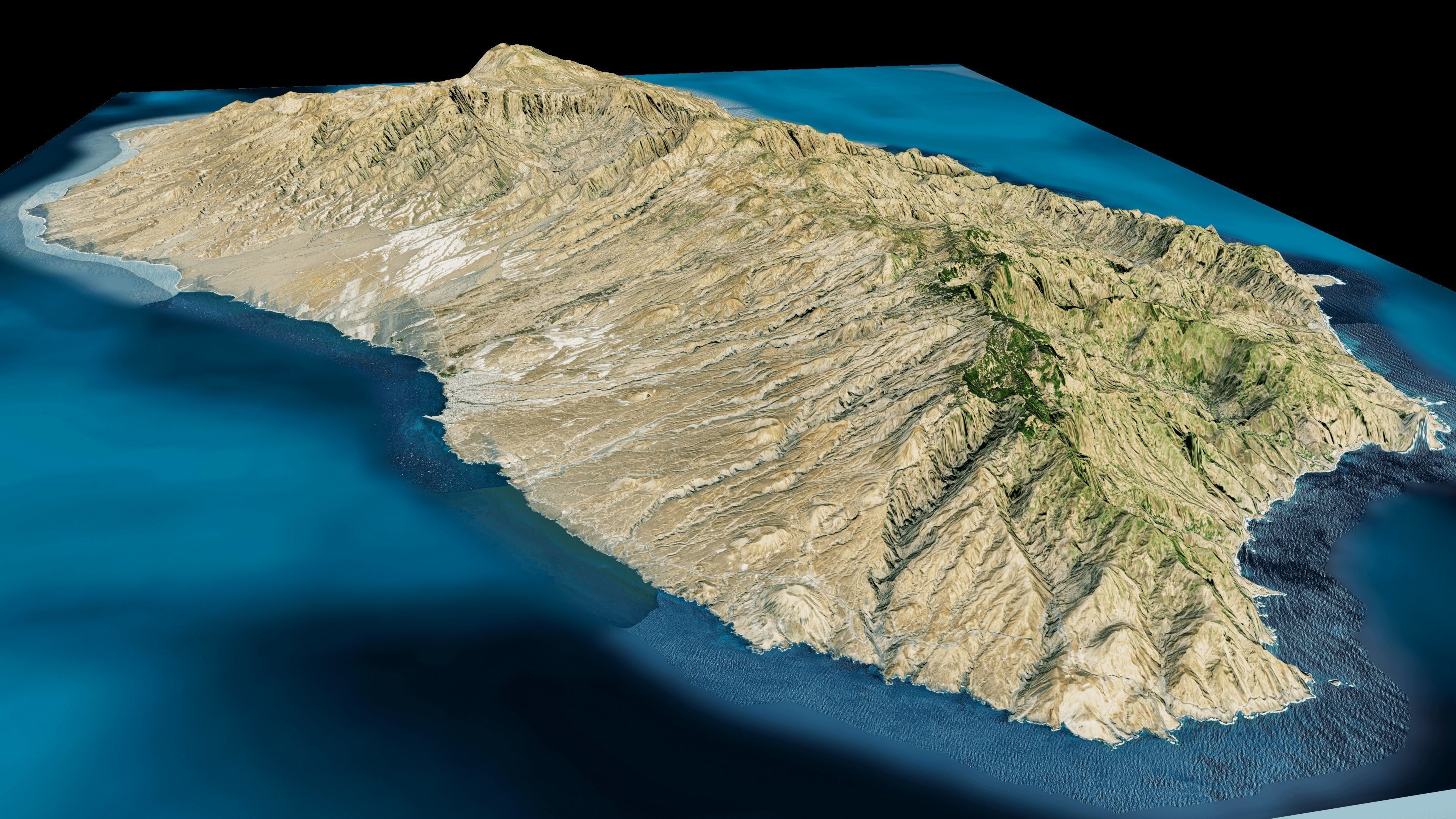 Santo Antao island 3d model terrain Low-poly 3D model_1