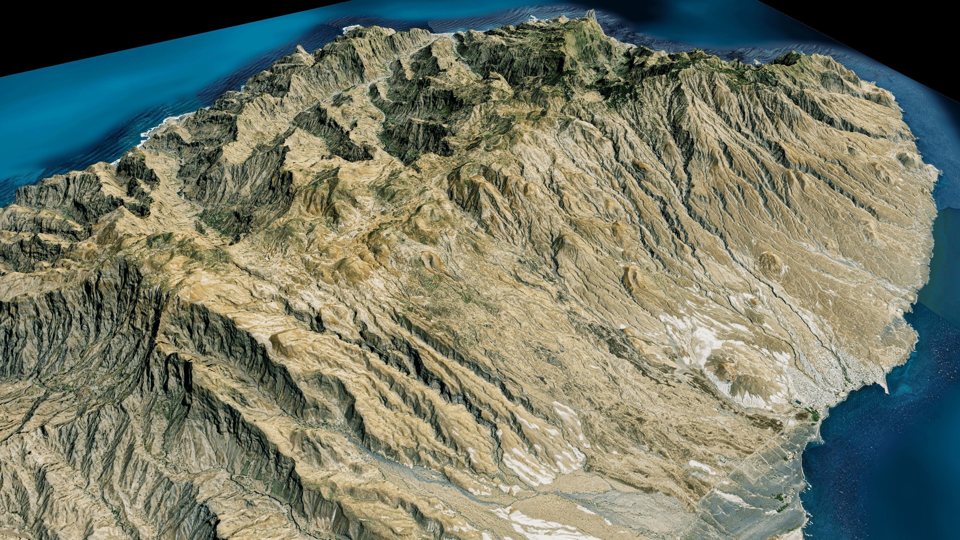 Santo Antao island 3d model terrain Low-poly 3D model_2