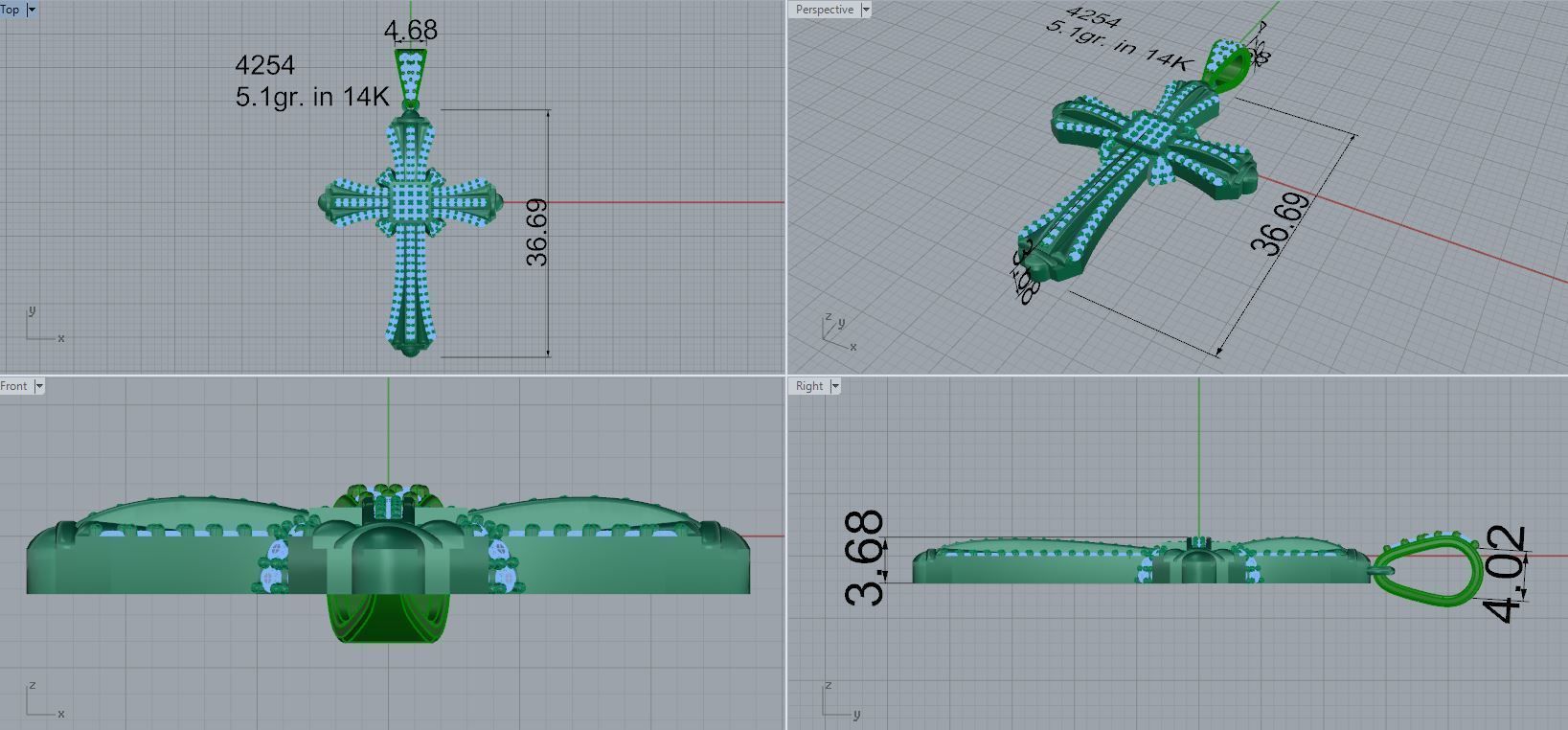 Cross Diamond Pendant 4254 3D print model_5