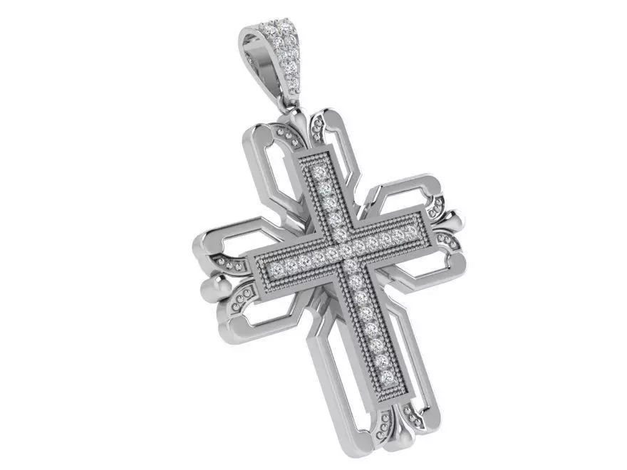 Cross Diamond Pendant 4256 3D print model_0
