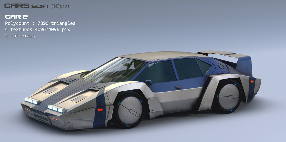 3Dpro CAR scifi 2 Low-poly 3D model_3