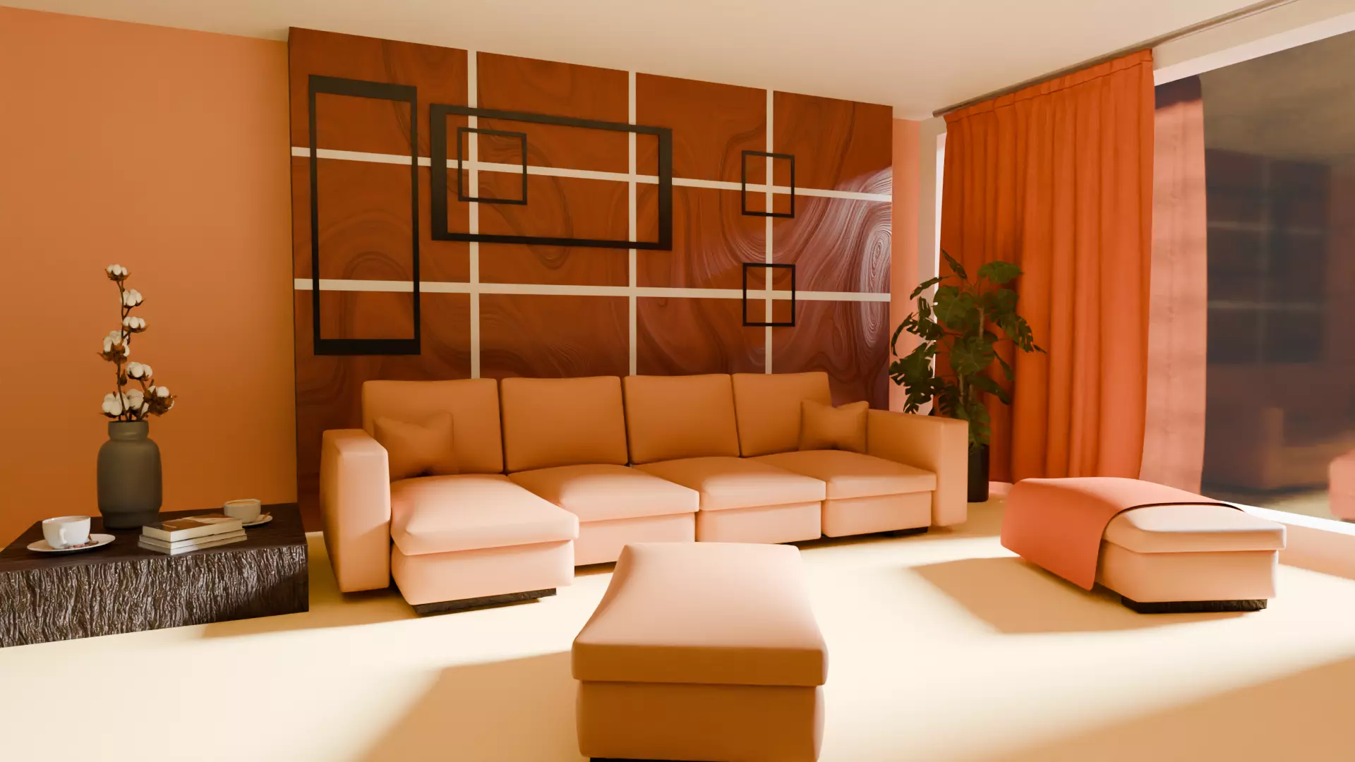 orange interior Free 3D model