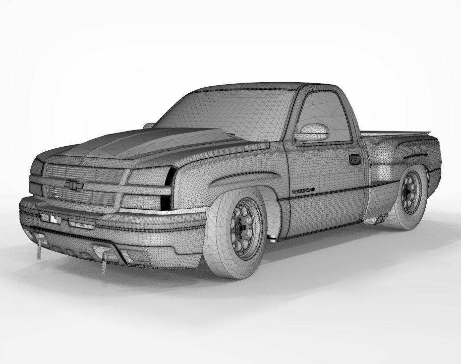 Chevy 2500 Hd Single Cab Drag Tuning 3D model_7