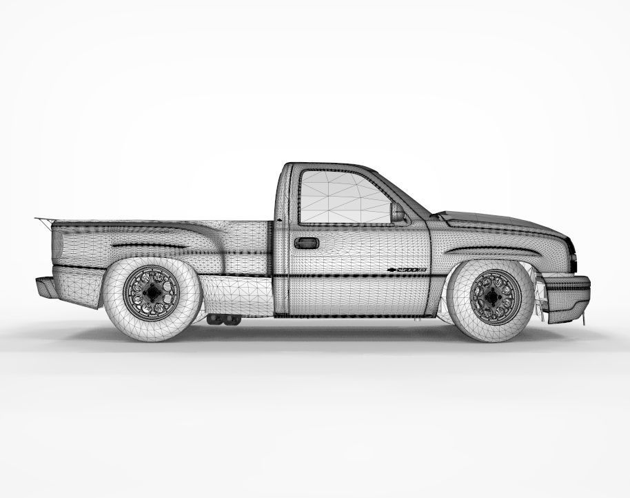 Chevy 2500 Hd Single Cab Drag Tuning 3D model_11