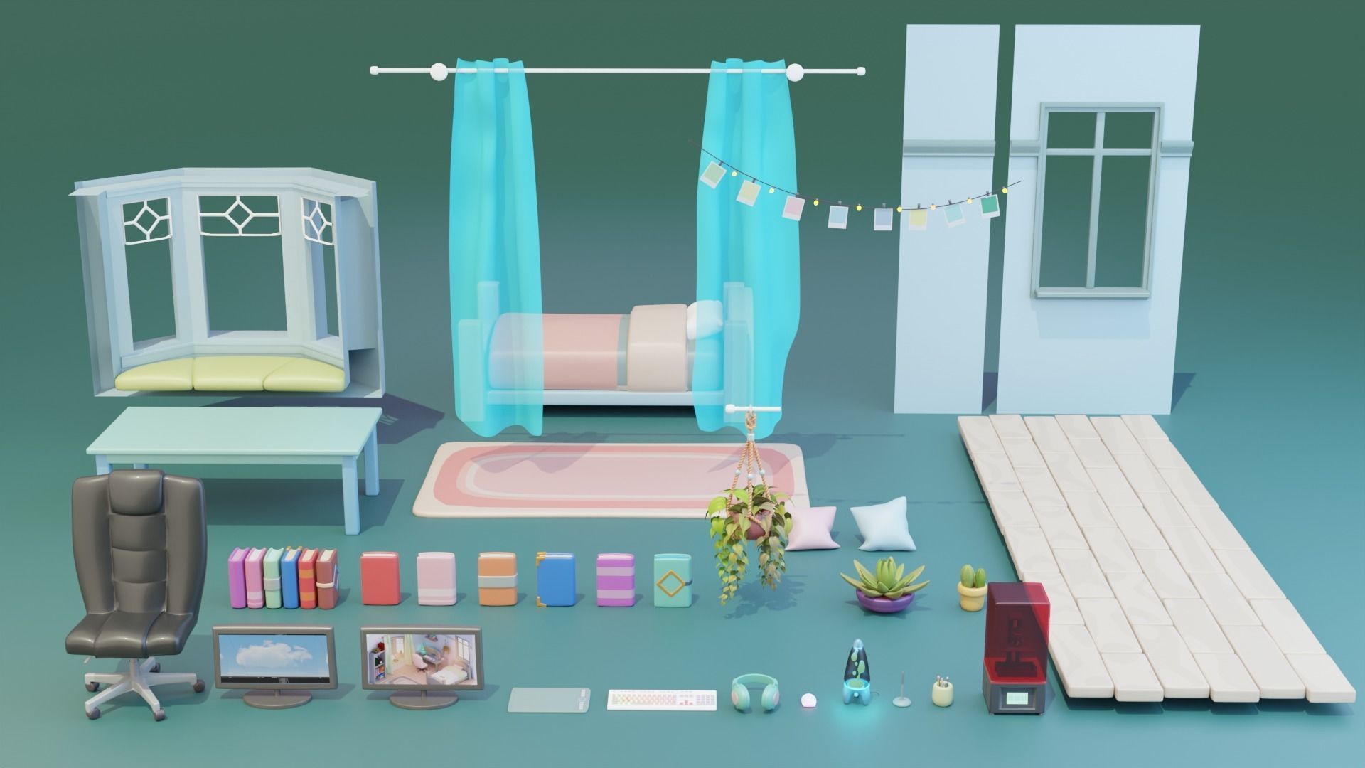 Cozy Room 3D Asset Pack Low-poly 3D model_6