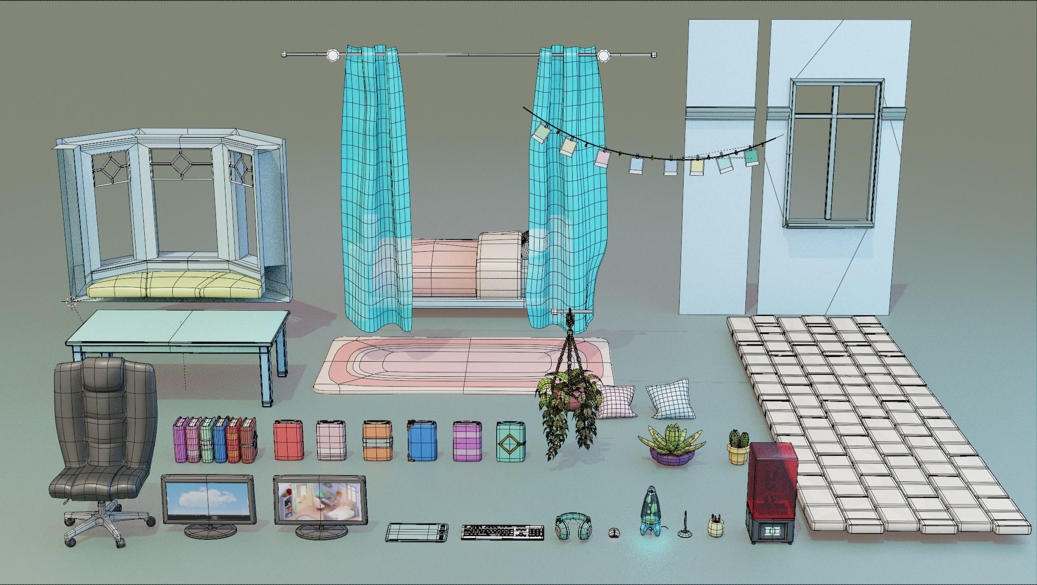 Cozy Room 3D Asset Pack Low-poly 3D model_10