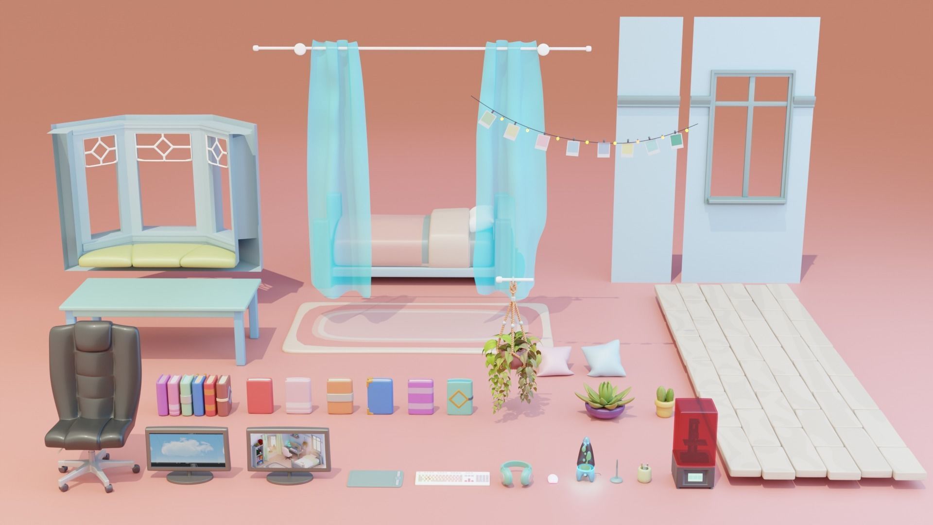 Cozy Room 3D Asset Pack Low-poly 3D model_1