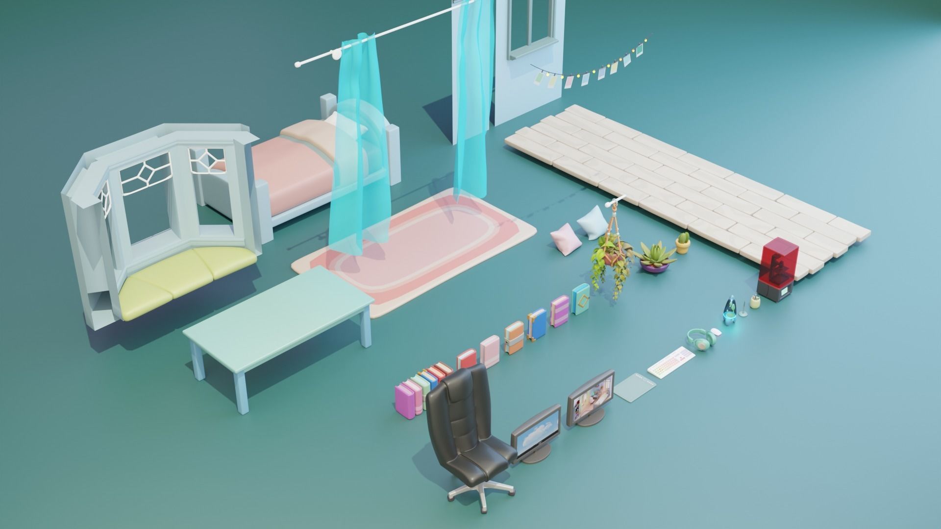 Cozy Room 3D Asset Pack Low-poly 3D model_7