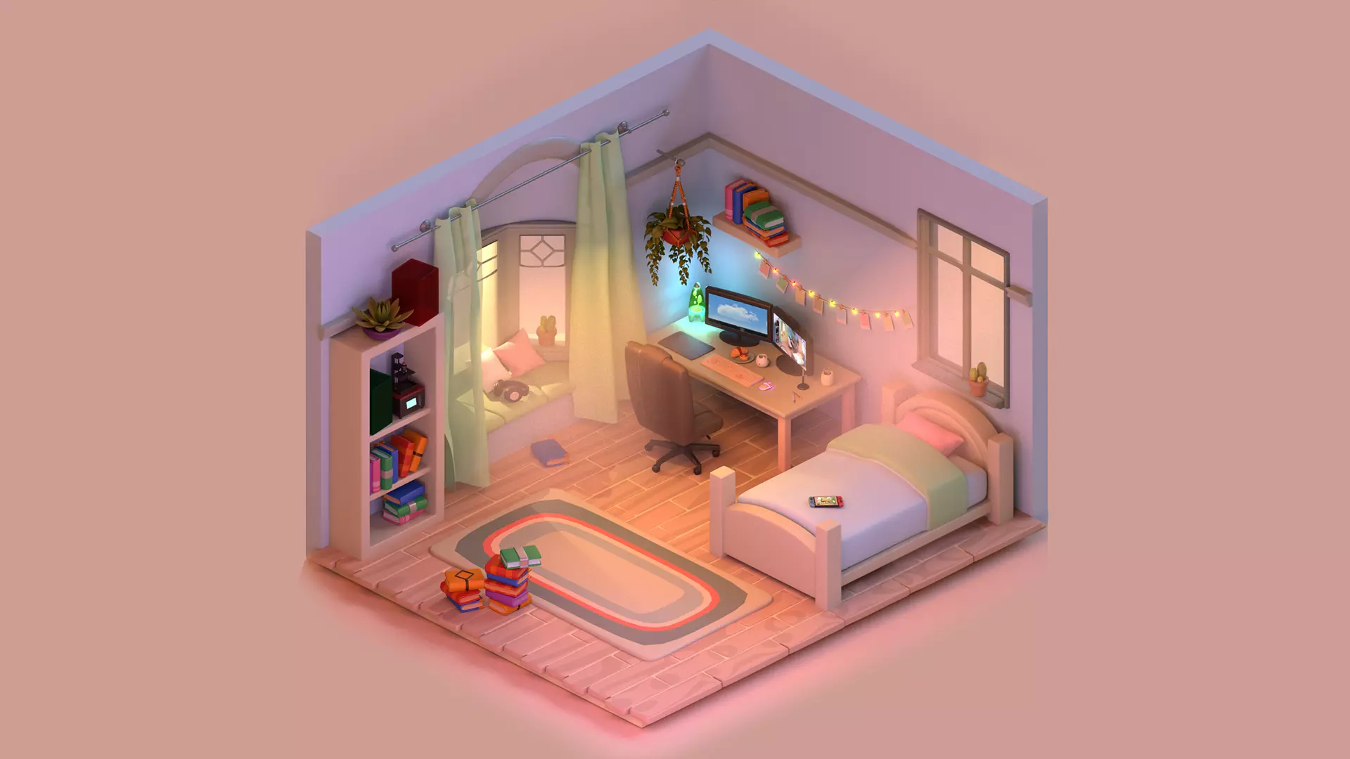 Cozy Room 3D Asset Pack Low-poly 3D model_0