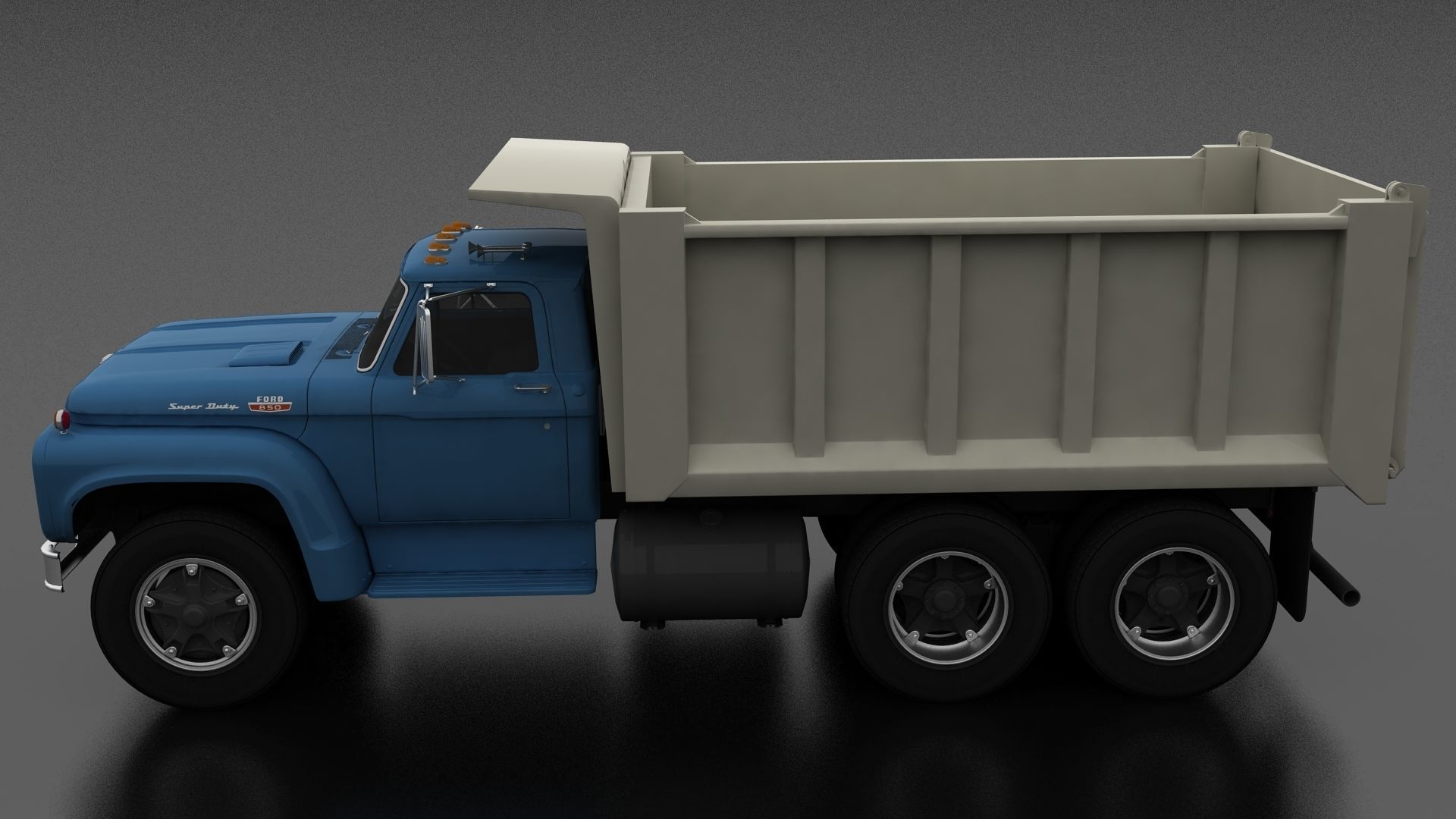 T-Series T-850 Dump Truck 1964 Tandem Axle Low-poly 3D model_1